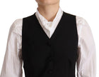 Dolce & Gabbana Black Button Down Sleeveless Vest Viscose Top - GENUINE AUTHENTIC BRAND LLC  