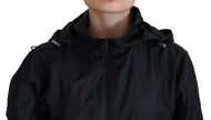 Dolce & Gabbana Black Printed Nylon Hooded Bomber Jacket - GENUINE AUTHENTIC BRAND LLC  