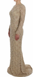 Dolce & Gabbana Beige Floral Lace Sheath Maxi Dress - GENUINE AUTHENTIC BRAND LLC  
