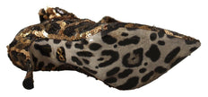 Dolce & Gabbana Gold Leopard Sequins Heels Boots Shoes - GENUINE AUTHENTIC BRAND LLC  