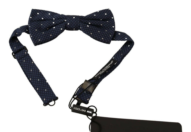 Dolce & Gabbana Dark Blue Patterned Adjustable Neck Papillon Bow Tie - GENUINE AUTHENTIC BRAND LLC  