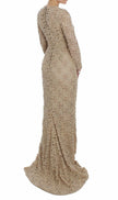 Dolce & Gabbana Beige Floral Lace Sheath Maxi Dress - GENUINE AUTHENTIC BRAND LLC  