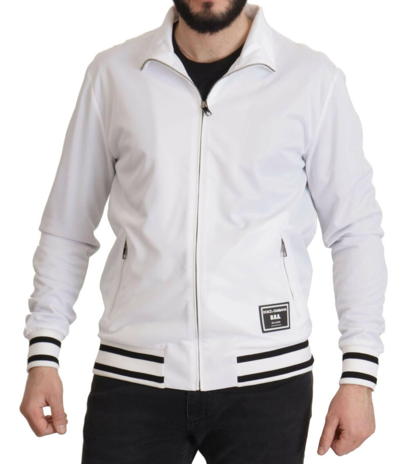 Dolce & Gabbana White DG D.N.A. Zipper Stretch Sweater - GENUINE AUTHENTIC BRAND LLC  