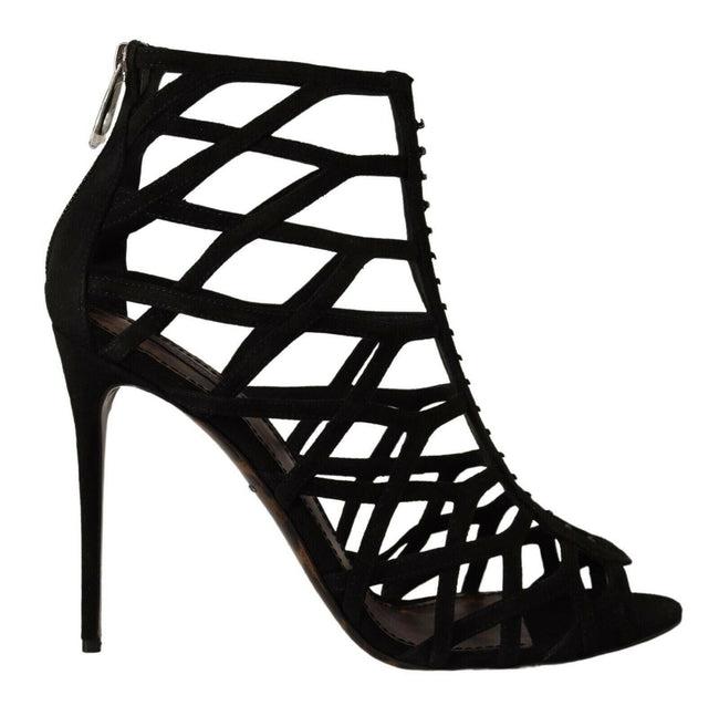 Dolce & Gabbana Black Suede Stiletto Heels Bette Sandals Shoes - GENUINE AUTHENTIC BRAND LLC  