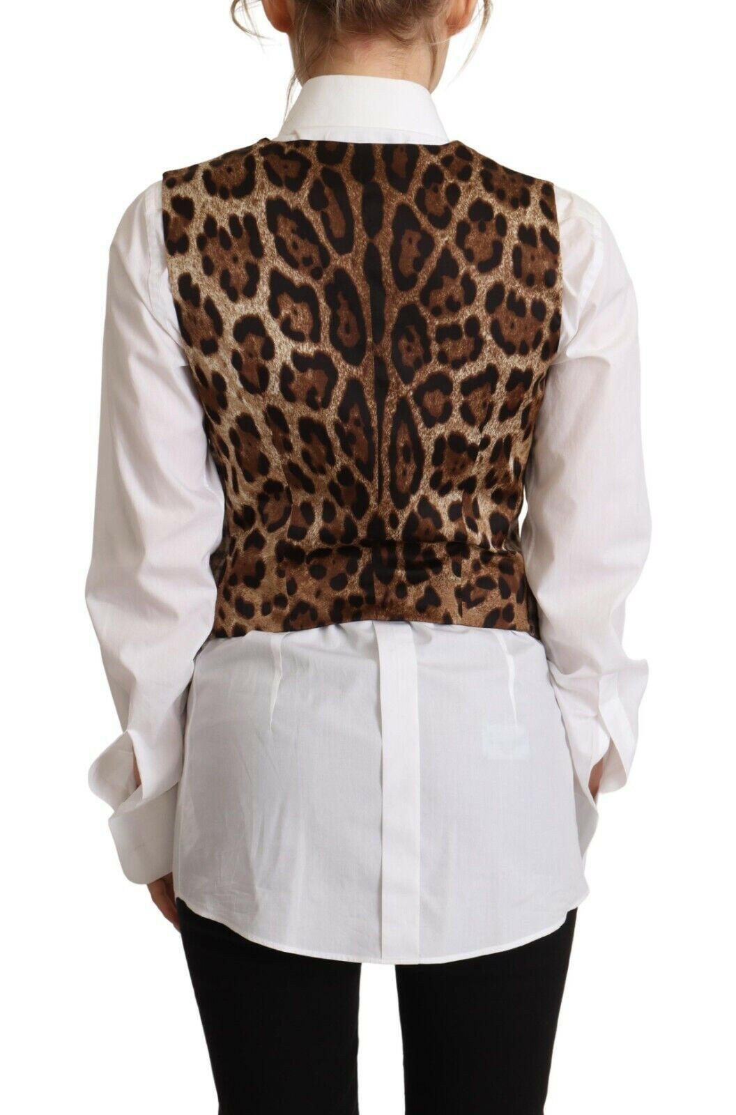Dolce & Gabbana Brown Checkered Leopard V-neck Sleeveless Vest Top - GENUINE AUTHENTIC BRAND LLC  