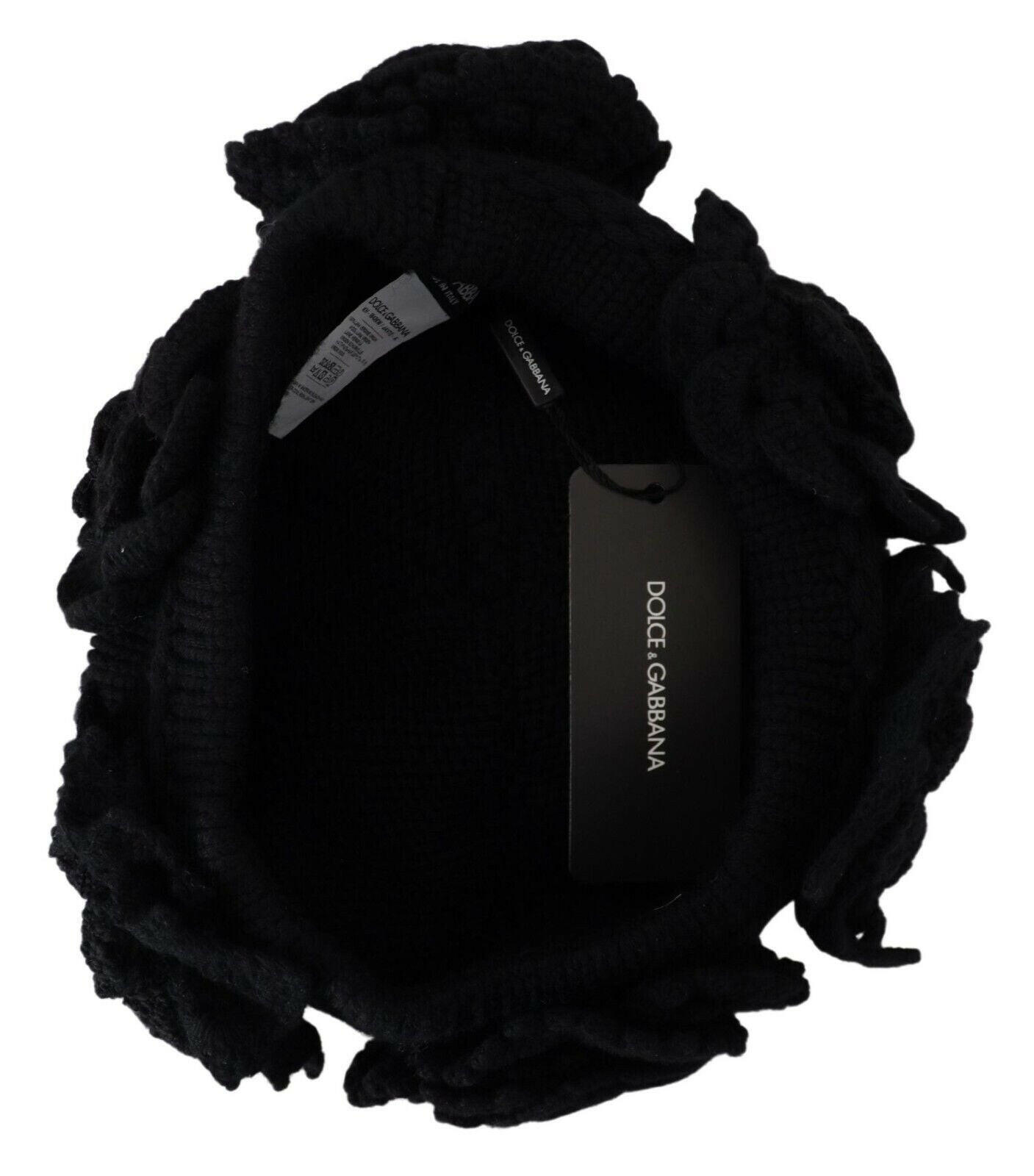 Dolce & Gabbana Black Wool Knit Winter Beanie Hat - GENUINE AUTHENTIC BRAND LLC  