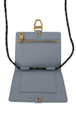 Dolce & Gabbana Light Blue Leather Mini Bifold Sling Purse Wallet - GENUINE AUTHENTIC BRAND LLC  
