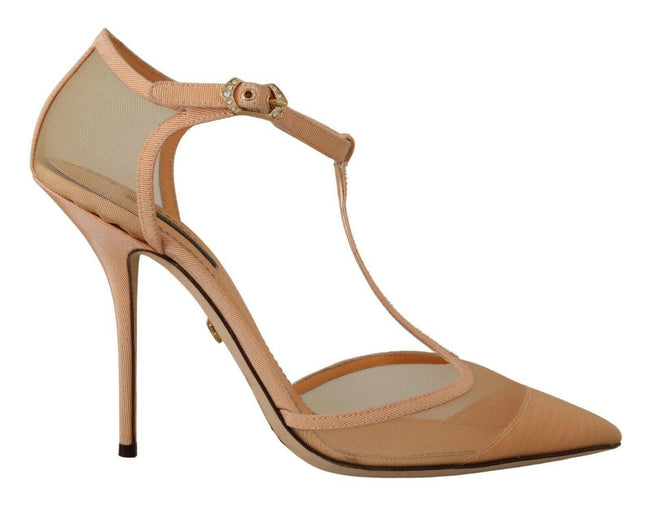 Dolce & Gabbana Beige Mesh T-strap Stiletto Heels Pumps Shoes - GENUINE AUTHENTIC BRAND LLC  