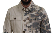 Dolce & Gabbana Beige Camouflage Cotton Long Sleeves Casual Shirt - GENUINE AUTHENTIC BRAND LLC  