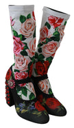 Dolce & Gabbana Black Floral Socks Crystal Jersey Boots Shoes - GENUINE AUTHENTIC BRAND LLC  