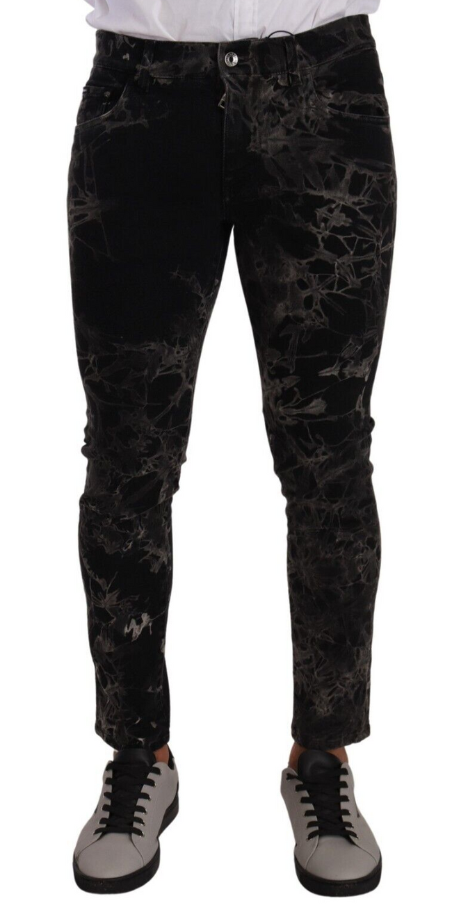 Dolce & Gabbana Black Patterned Skinny Slim Fit Jeans - GENUINE AUTHENTIC BRAND LLC  