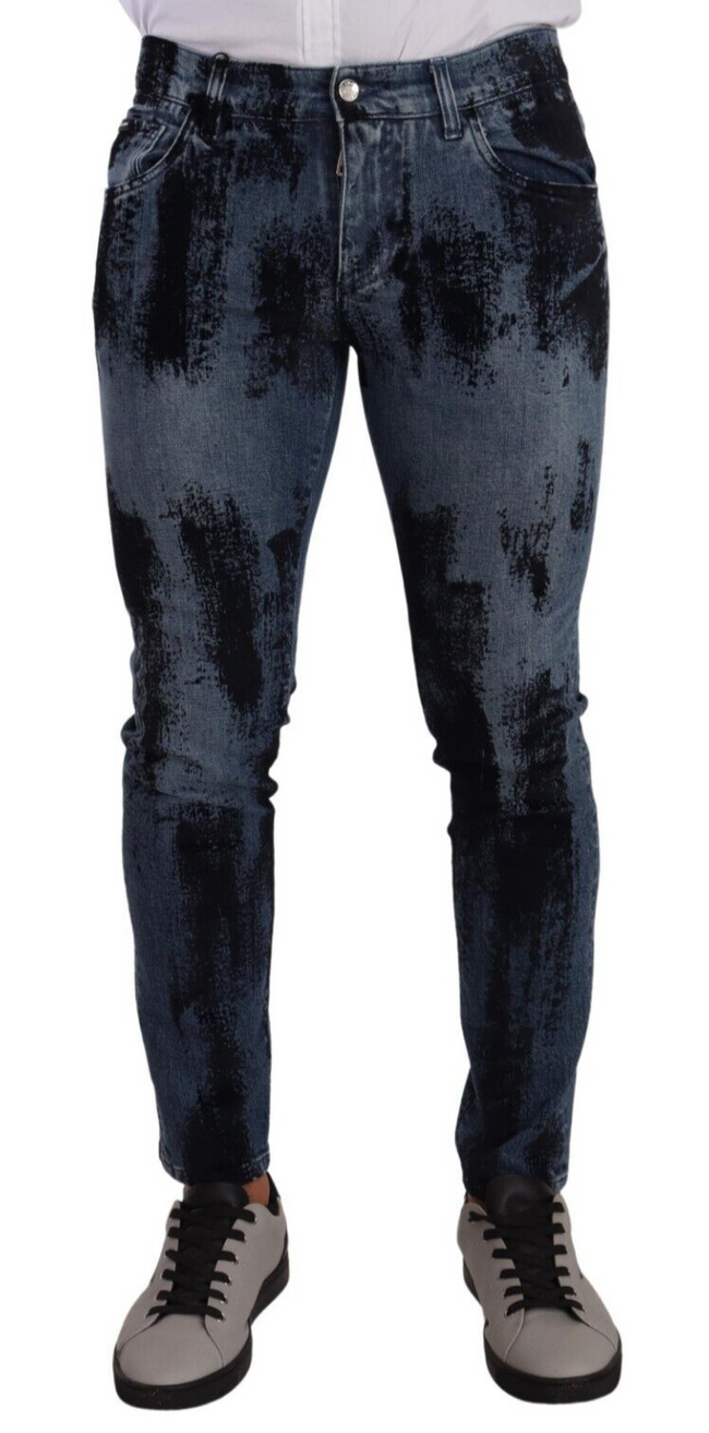 Dolce & Gabbana Blue Black Cotton Skinny Denim Jeans - GENUINE AUTHENTIC BRAND LLC  