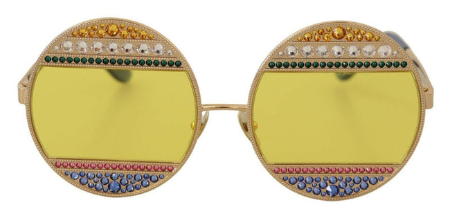 Dolce & Gabbana Gold Oval Metal Crystals Shades Sunglasses - GENUINE AUTHENTIC BRAND LLC  