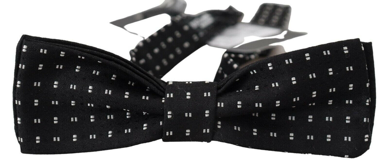Dolce & Gabbana Black Silk Patterned Neck Papillon Accessory Bow Tie - GENUINE AUTHENTIC BRAND LLC  