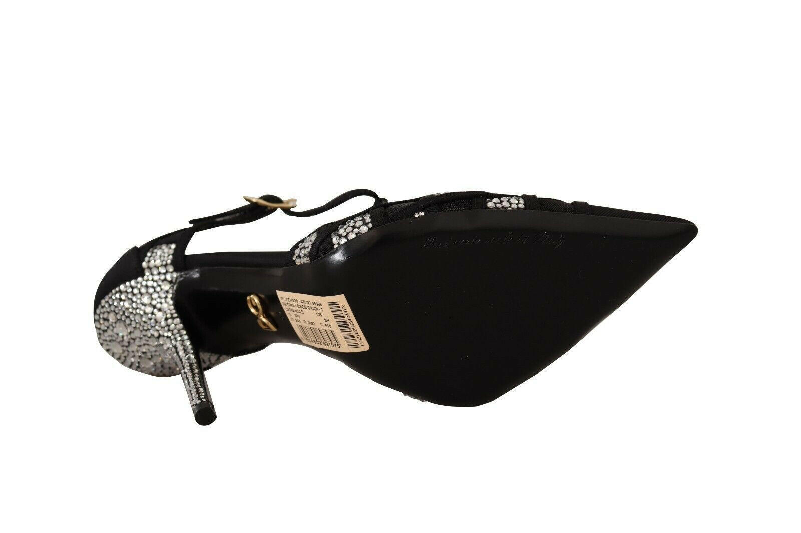 Dolce & Gabbana Black Crystals T-strap Heels Pumps Shoes - GENUINE AUTHENTIC BRAND LLC  
