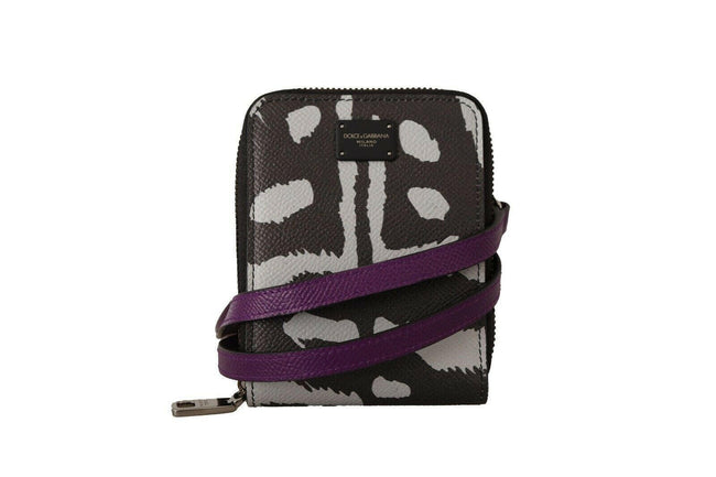 Dolce & Gabbana Black Tiger Leather Mini Bifold Sling Purse Wallet - GENUINE AUTHENTIC BRAND LLC  