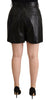 Dolce & Gabbana Black Leather High Waist Bermuda Above Knee Shorts - GENUINE AUTHENTIC BRAND LLC  