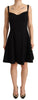 Dolce & Gabbana Black Fit Flare Wool Stretch Sheath Dress