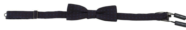 Dolce & Gabbana Blue Pattern Silk Adjustable Neck Papillon Bow Tie - GENUINE AUTHENTIC BRAND LLC  