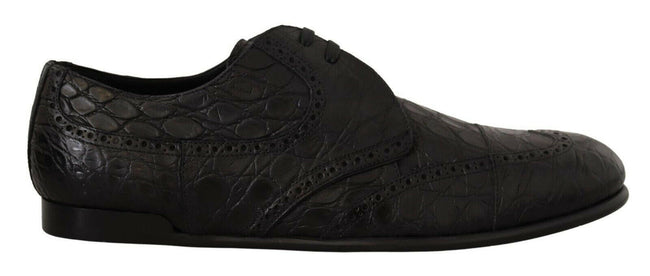 Dolce & Gabbana Black Caiman Leather Mens Derby Shoes - GENUINE AUTHENTIC BRAND LLC  