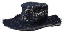Dolce & Gabbana Blue Floral Lace Wide Brim Floppy Hat - GENUINE AUTHENTIC BRAND LLC  