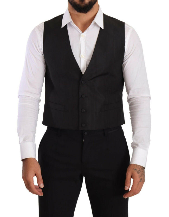 Dolce & Gabbana Gray Silk Slim Fit Waistcoat Formal Vest - GENUINE AUTHENTIC BRAND LLC  