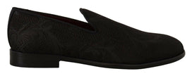 Dolce & Gabbana Black Floral Brocade Slippers Loafers Shoes - GENUINE AUTHENTIC BRAND LLC  