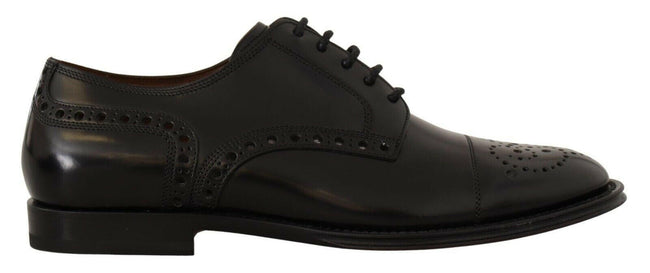 Dolce & Gabbana Black Leather Wingtip Mens Formal Derby Shoes - GENUINE AUTHENTIC BRAND LLC  
