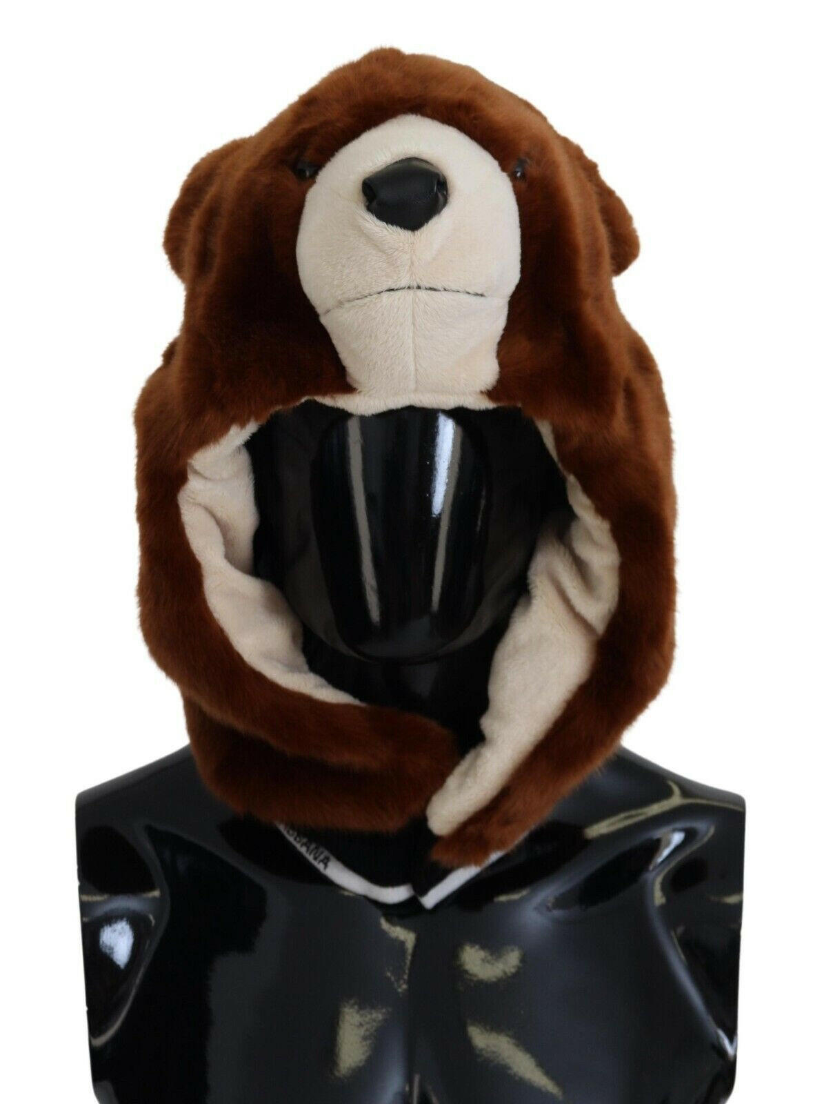 Dolce & Gabbana Brown Bear Fur Whole Head Cap One Size Polyester Hat - GENUINE AUTHENTIC BRAND LLC  