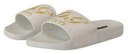 Dolce & Gabbana White Leather Luxury Hotel Slides Sandals Shoes - GENUINE AUTHENTIC BRAND LLC  