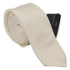 Daniele Alessandrini Off White Silk Men Necktie Adjustable Accessory Tie - GENUINE AUTHENTIC BRAND LLC  