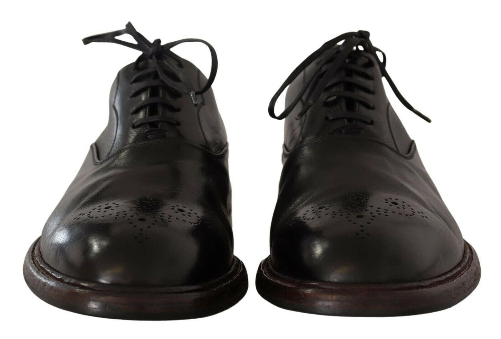Dolce & Gabbana Black Leather Mens Lace Up Derby Shoes - GENUINE AUTHENTIC BRAND LLC  