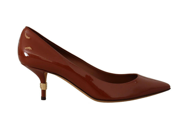 Dolce & Gabbana Brown Kitten Heels Pumps Patent Leather Shoes - GENUINE AUTHENTIC BRAND LLC  