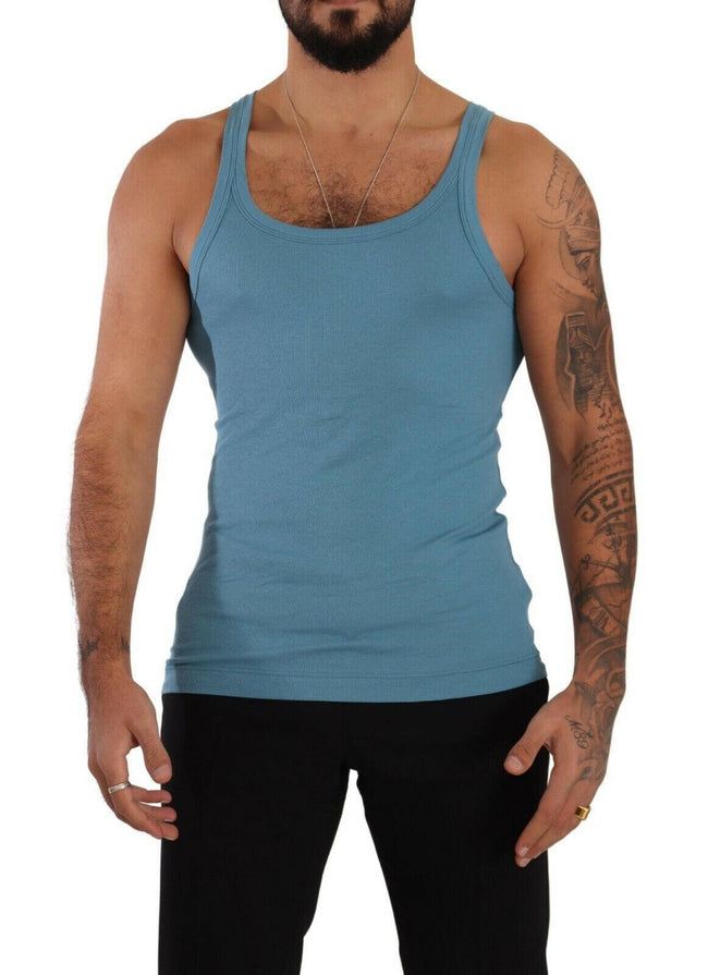 Dolce & Gabbana Blue Cotton Round Neck T-shirt Tank Underwear - GENUINE AUTHENTIC BRAND LLC  