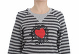 Exte Gray Striped Cotton Crewneck Sweater - GENUINE AUTHENTIC BRAND LLC  