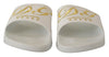Dolce & Gabbana White Leather Luxury Hotel Slides Sandals Shoes - GENUINE AUTHENTIC BRAND LLC  