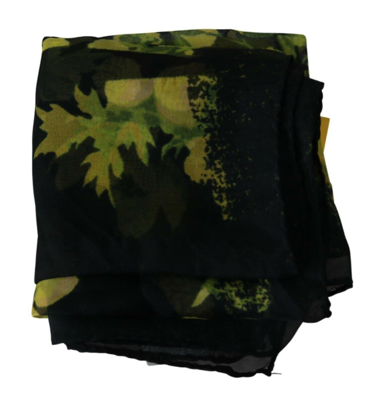 GF Ferre Black Yellow Floral Wrap Shawl Foulard Scarf - GENUINE AUTHENTIC BRAND LLC  