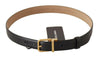 Dolce & Gabbana Black Calf Leather Gold Metal Logo Waist Buckle Belt - GENUINE AUTHENTIC BRAND LLC  