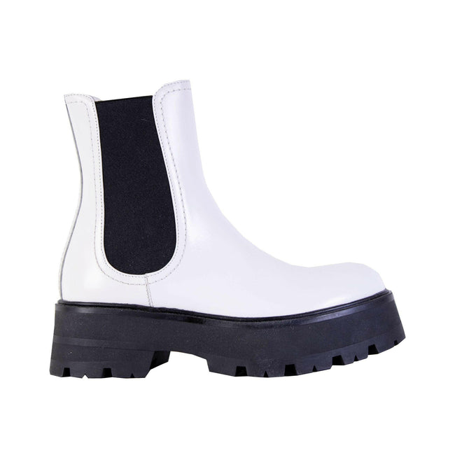 Alexander McQueen White and Black Leather Chelsea Boots - GENUINE AUTHENTIC BRAND LLC  