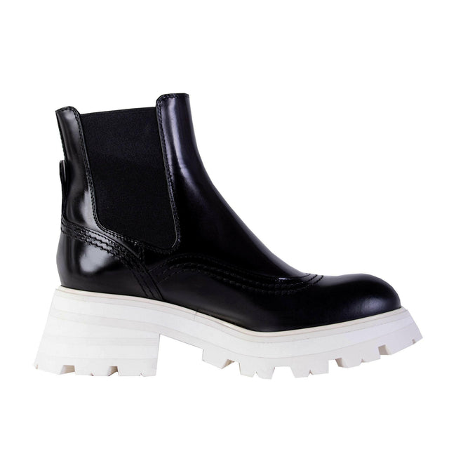 Alexander McQueen Black Leather White Sole Chelsea Boots - GENUINE AUTHENTIC BRAND LLC  