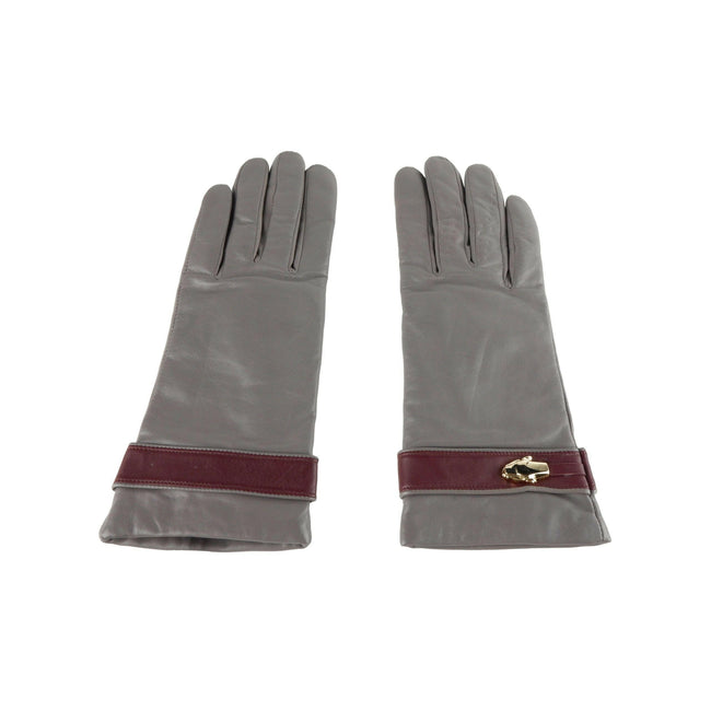 Cavalli Class Gray Leather Di Lambskin Glove - GENUINE AUTHENTIC BRAND LLC  