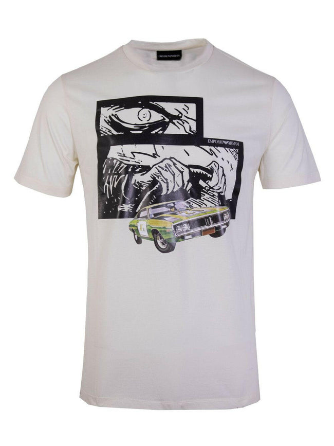 Emporio Armani White Multicolor Printed T-Shirt - GENUINE AUTHENTIC BRAND LLC  